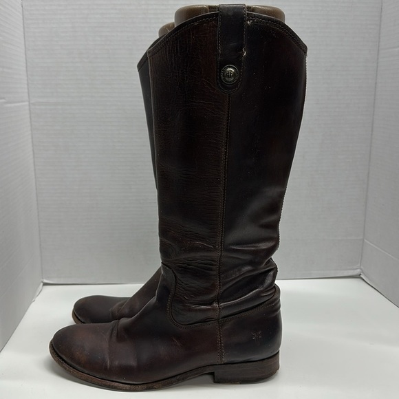 Fye Melissa Tab Tall Boots Boot Leather Riding Equestrian Dark Brown Size 9.5 - Picture 1 of 9